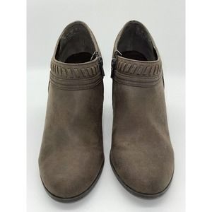 Carlos Santana Ankle Booties Rollin Faux Vegan Suede Heeled Western Brown 9M